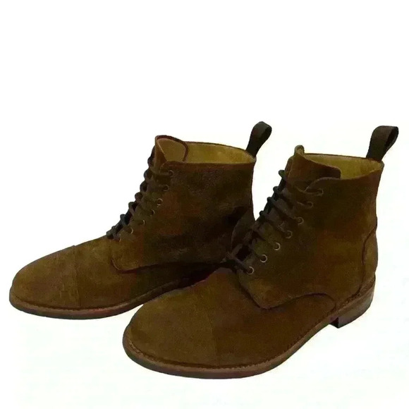 Taft Dragon Men\'s Rustic Brown Leather Cap Toe Lace Up Ankle Boots  size 8/ 41 main image 11